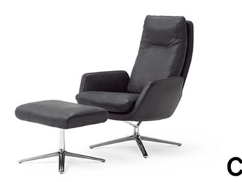 COR Sessel Cordia Leder schwarz mit Hocker