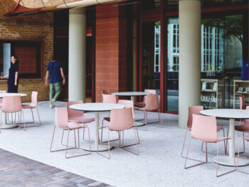 Arper Stuhl Catifa rosa im Cafe