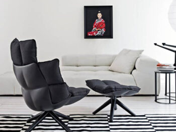 B&B Italia Sessel Husk mit Hocker schwarz