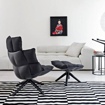 B&B Italia Sessel Husk mit Hocker schwarz