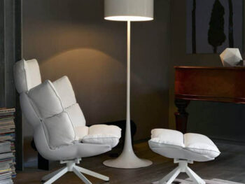 B&B Italia Sessel Husk mit Hocker weiß