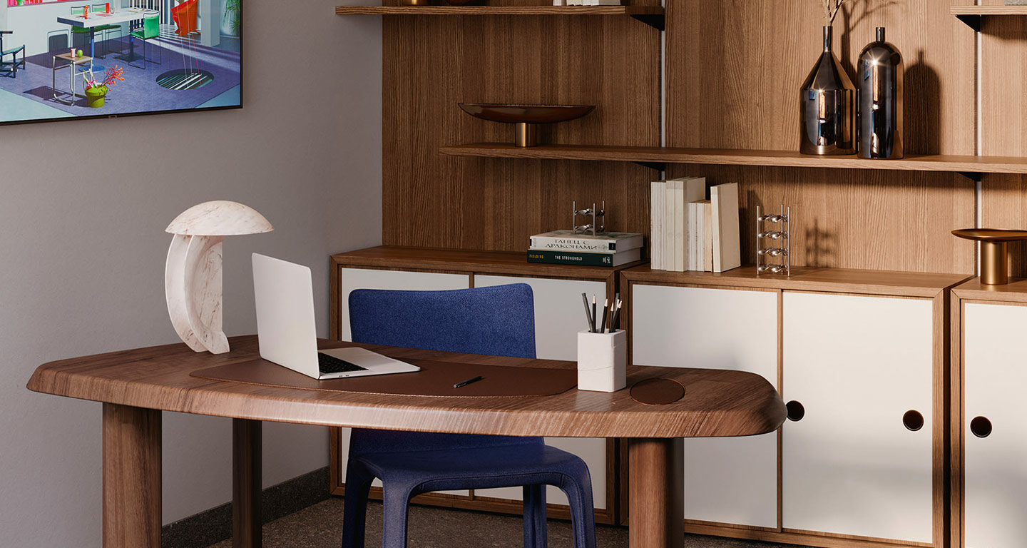 Büroausstattung Möbel Cassina Petit bureau en forme libre Schreibtisch braun