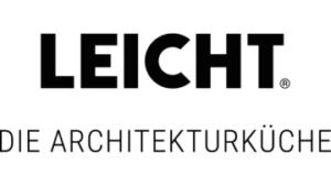 Das Bild zeigt das Wort LEICHT in fetten, schwarzen Großbuchstaben auf weißem Hintergrund und spiegelt die moderne Eleganz wider, die mit den Designs von LEICHT Architekturküche verbunden wird.