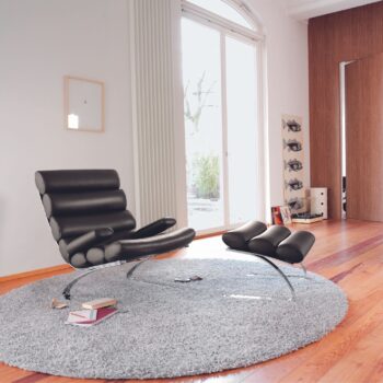COR Sinus Sessel Leder schwarz mit Hocker
