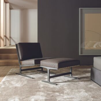 Molteni Sessel Paula Leder braun mit Hocker