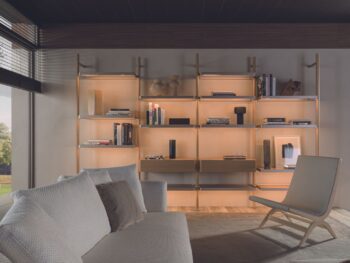 Molteni Hector Wohnwand Regal bronze beleuchtet