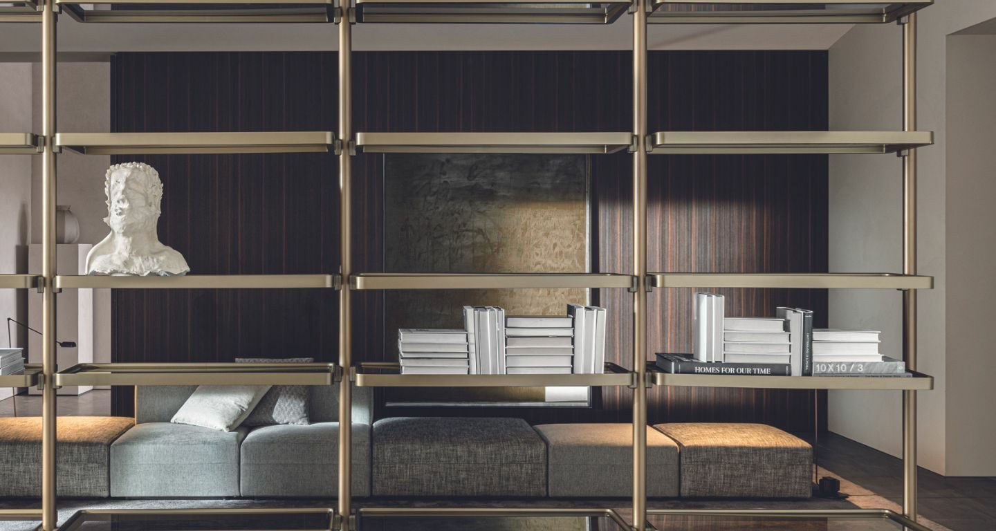 Molteni Hector Wohnwand Regal bronze als Raumtrenner