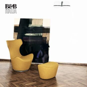 B&B Italia Sessel Grande Papilio gelb mit Hocker