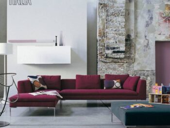 B&B Italia Sofa Charles Stoffbezug rot Ecksofa