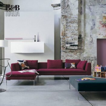 B&B Italia Sofa Charles Stoffbezug rot Ecksofa
