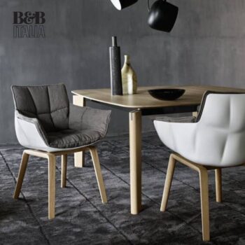 B&B italia Stuhl Husk Sitzschale hell Polster grau