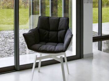 B&B italia Stuhl Husk Gestell weiß Polster schwarz