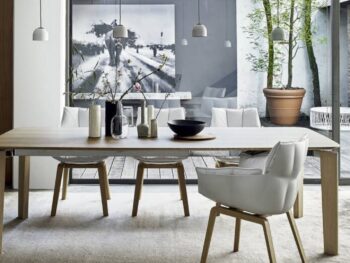 B&B italia Stuhl Husk weiß mit Holzgestell