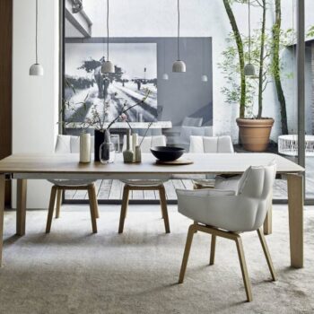 B&B italia Stuhl Husk weiß mit Holzgestell