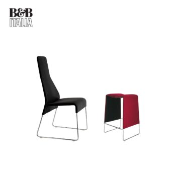 B&B Italia Stuhl Lazy 05 schwarz mit Hocker
