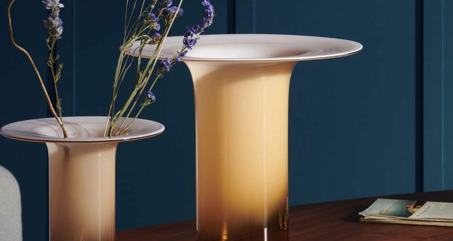 Cassina Accessoires Vase Silvan rosa mit Blumen