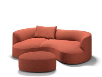 COR Sofa Siwa rot mit Hocker freigestellt