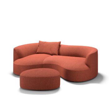 COR Sofa Siwa rot mit Hocker freigestellt