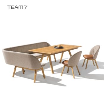 team 7 Tisch Taso Esstisch mit Flor Stühlen und Bank