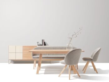 team 7 Tisch Taso Esstisch mit Flor Stühlen und Sideboard