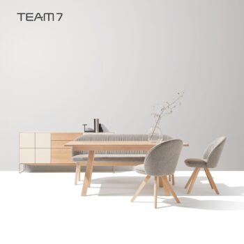 team 7 Tisch Taso Esstisch mit Flor Stühlen und Sideboard