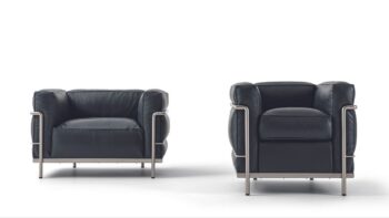 cassina sessel lc3 le corbusier 3 fauteuil sofa couch leder schwarz schmal
