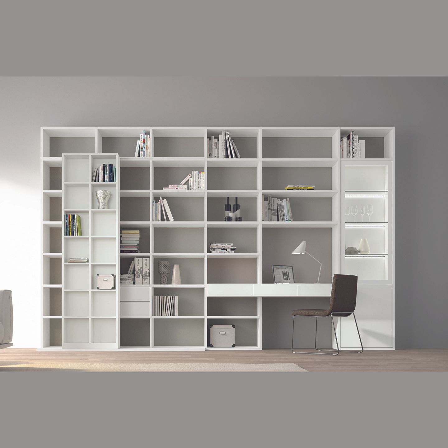 Sudbrock Sinus Regal weiß mit Schreibtisch