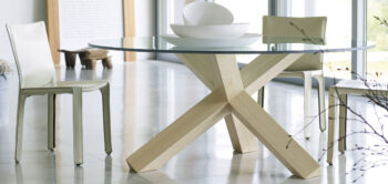 Cassina La Rotonda Glastisch Esstisch mit Holgestell weiß