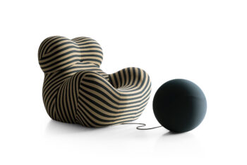 ausgefallene sessel Klassiker - Up50 Sessel gestreift mit verbundenem Hocker