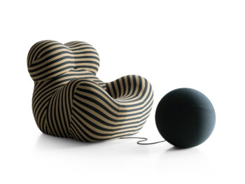 ausgefallene sessel Klassiker - Up50 Sessel gestreift mit verbundenem Hocker